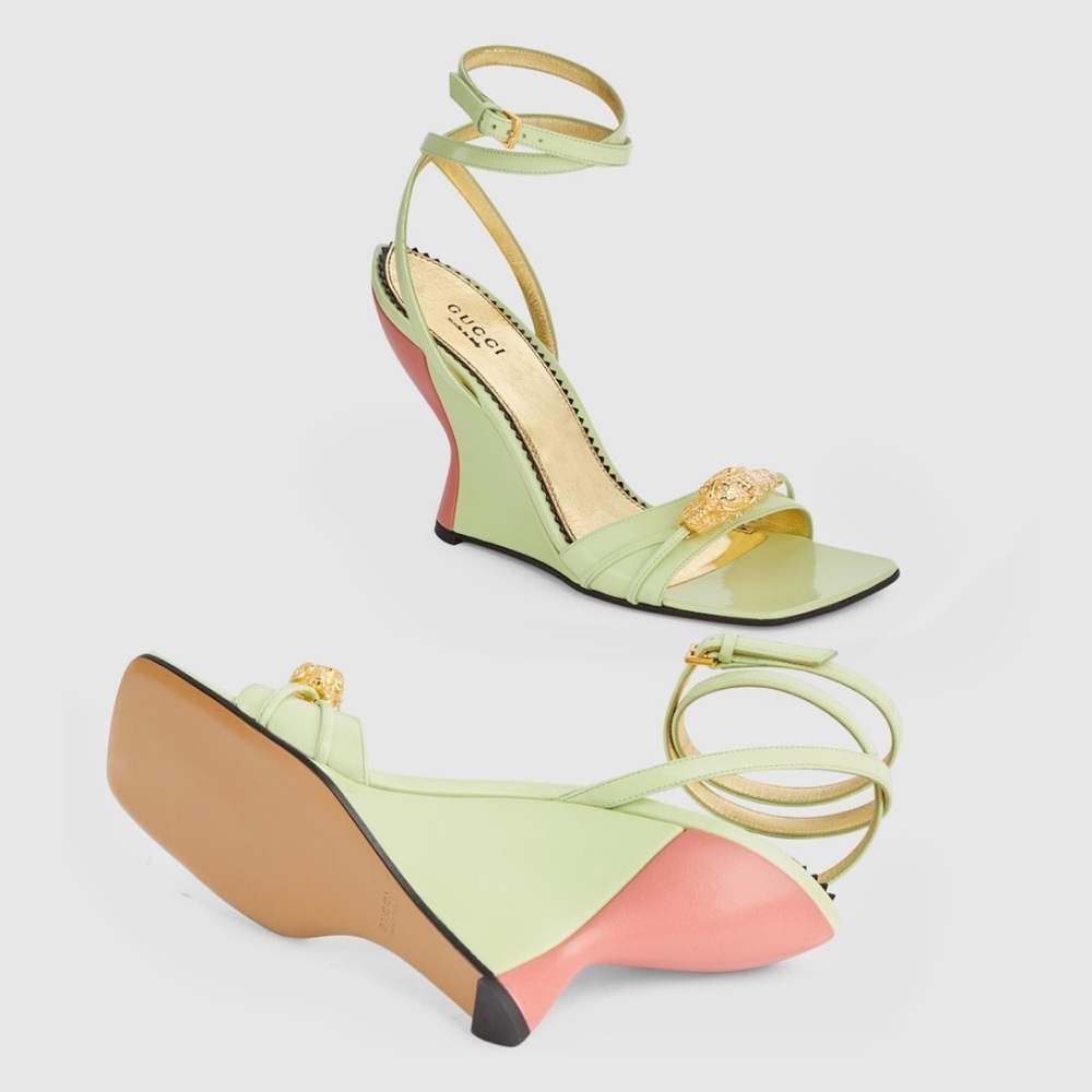 Gucci Leather heels pistachio green. - Picture 2 of 15